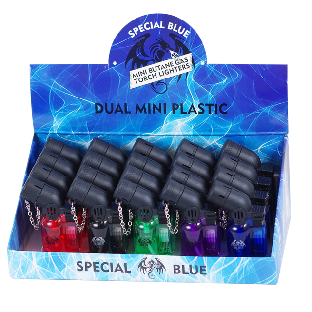 Special Blue Dual Mini Plastic Lighter - 20ct