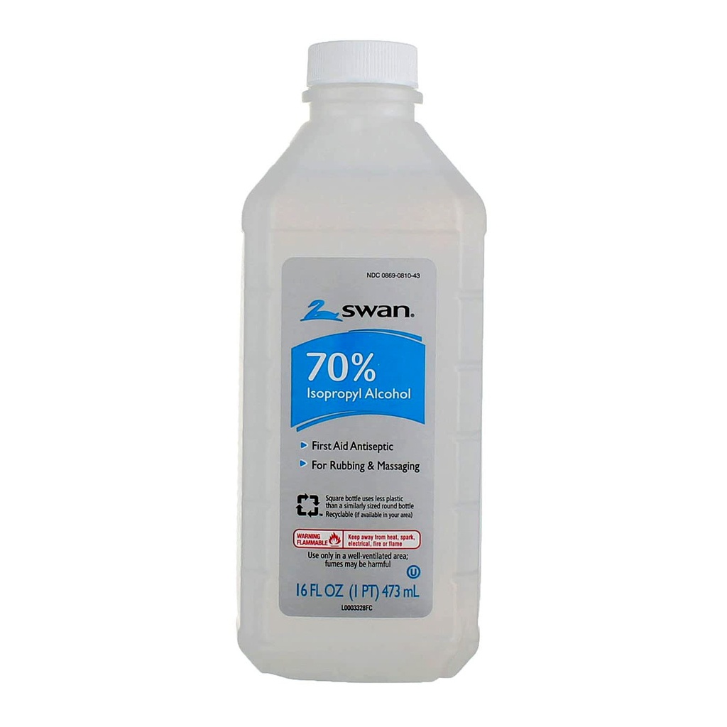Swan Rubbing Alcohol 70% 16oz - 20ct
