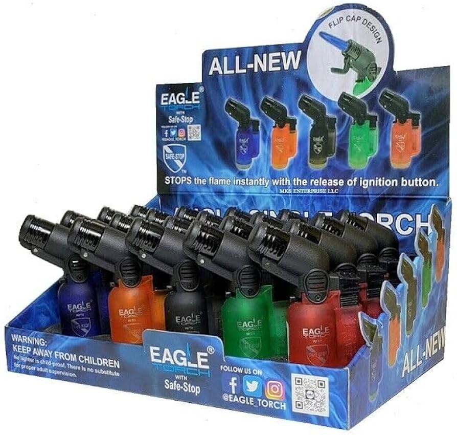 Eagle Angle Single Torch Lighter - PT116B - 20ct