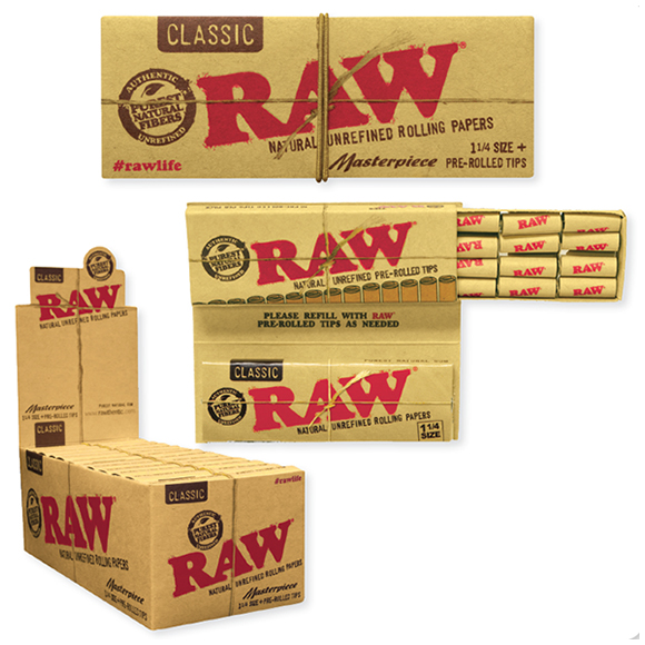 Raw 1.25 CLPapers+Pre-Rolled Tips Masterpiece 24ct