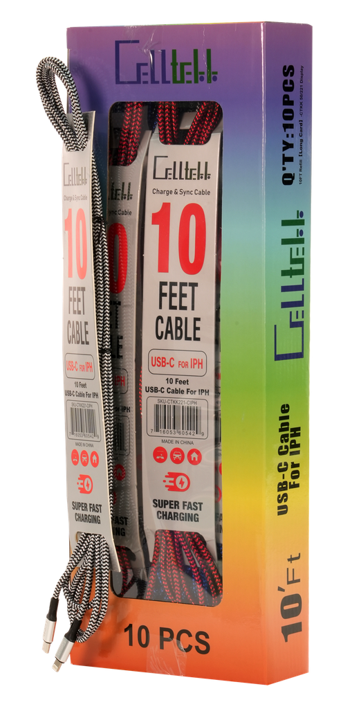 Cell TK 10ft USB to iPhone 10ct