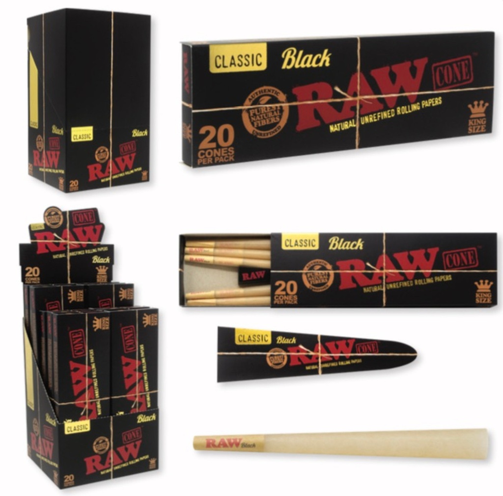 Raw CONE BLACK KING SIZE 12/20 pk