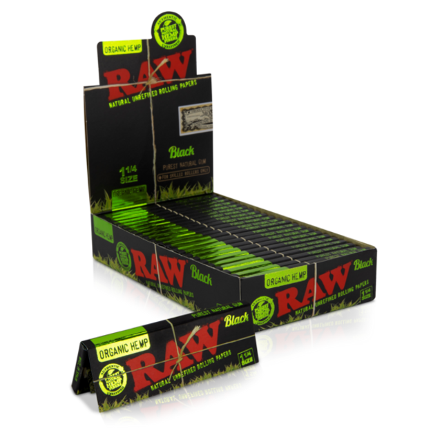 Raw Paper Classic Black Organic1 1/4 - 24ct