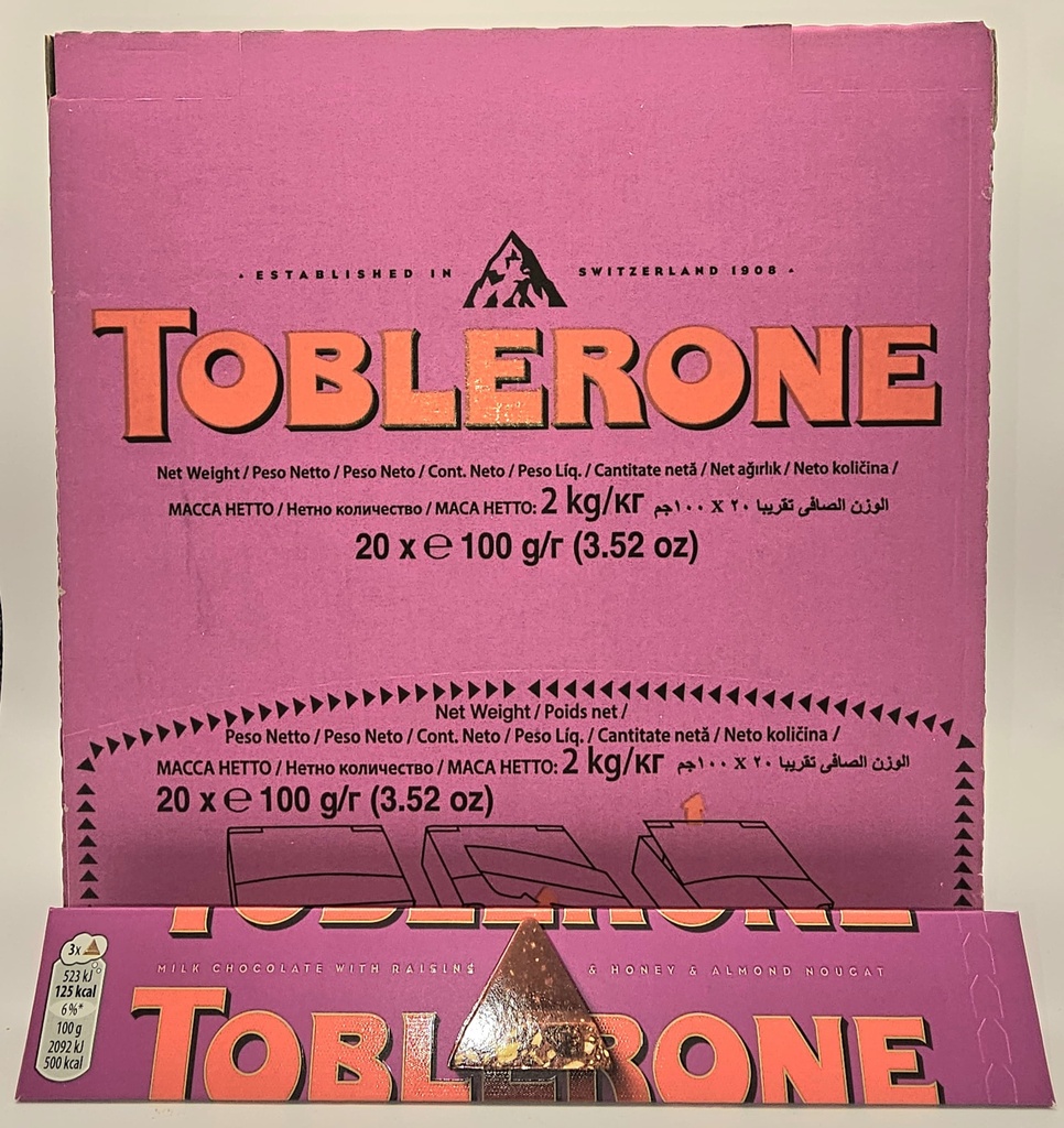 TOBLERONE FRUIT ND NUT  20 PCS /3.50 OZ